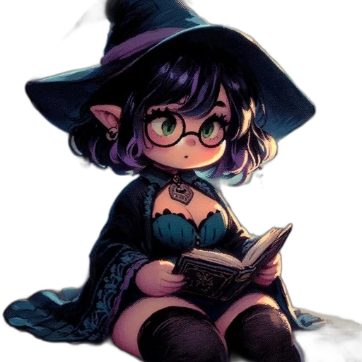 hat, staff, dress, fantasy art transparent PNG cut-out