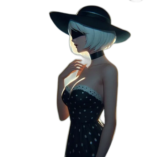 dress, hat, jewelry, staff transparent PNG cut-out