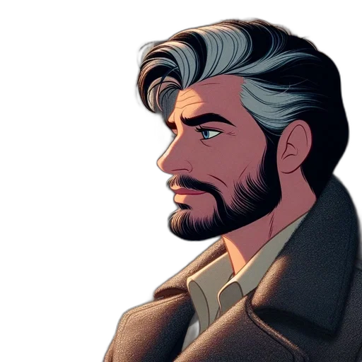 face, jacket, hair, comic book art transparent PNG cut-out