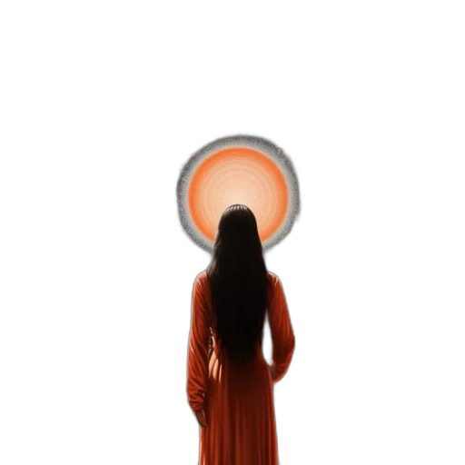 dress, hair, jewelry, staff transparent PNG cut-out