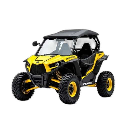 yellow, black, polaris, all-terrain transparent PNG cut-out