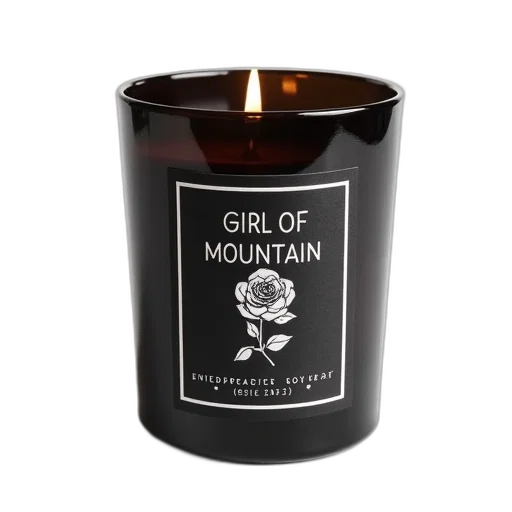 dark, glass, candle, label transparent PNG cut-out
