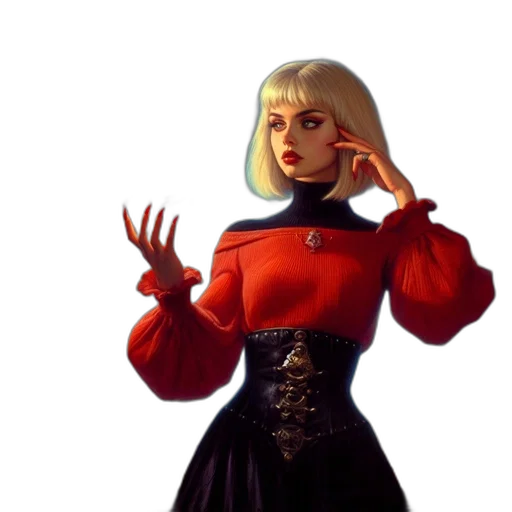 dress, jacket, staff, concept art transparent PNG cut-out