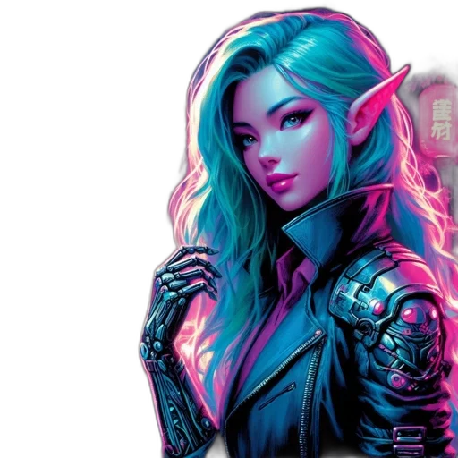 fantasy art, comic book art, concept art, cyberpunk transparent PNG cut-out