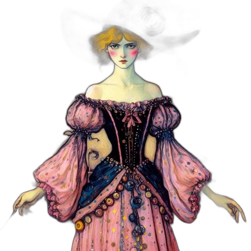 dress, jewelry, staff, concept art transparent PNG cut-out