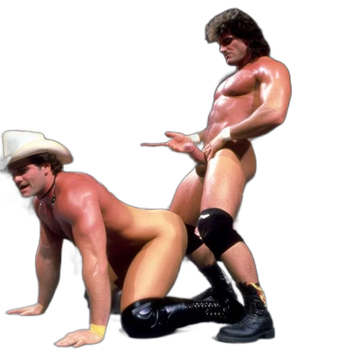 two, wrestlers, grapple, within transparent PNG cut-out