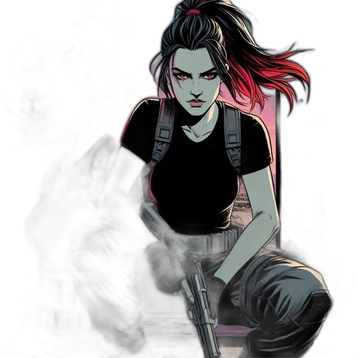 comic book art, concept art, fantasy art, cyberpunk transparent PNG cut-out