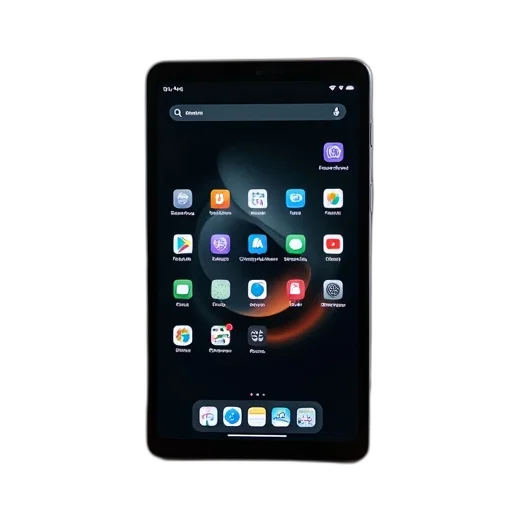 tablet, black, screen, displaying transparent PNG cut-out
