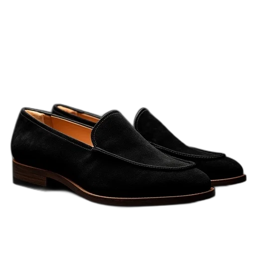 shoes, black, sued, loafer transparent PNG cut-out
