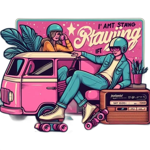 concept art, vaporwave, pixel art, cartoon transparent PNG cut-out