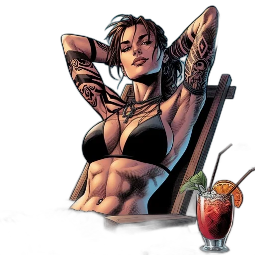 comic book art, concept art, cyberpunk, cartoon transparent PNG cut-out