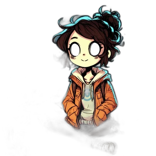 jacket, creature, hair, staff transparent PNG cut-out