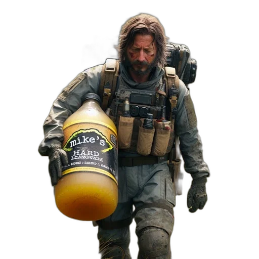 bottle, jacket, weapon, creature transparent PNG cut-out