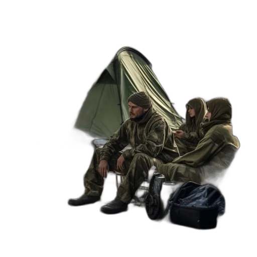 jacket, umbrella, hat, weapon transparent PNG cut-out