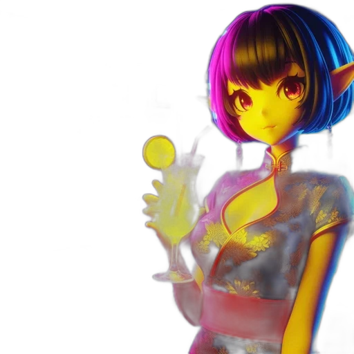 robot, dress, 3d render, vaporwave transparent PNG cut-out