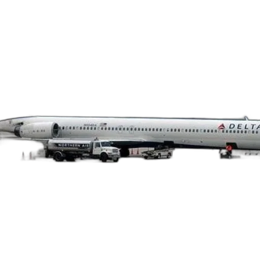 delta, airplane, parked, tarmac transparent PNG cut-out