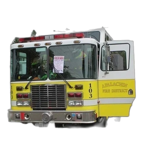 yellow, fire, truck, number transparent PNG cut-out