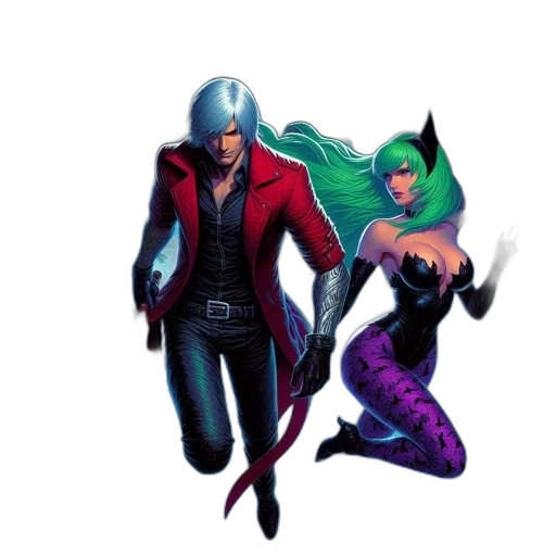 comic book art, concept art, fantasy art, cyberpunk transparent PNG cut-out