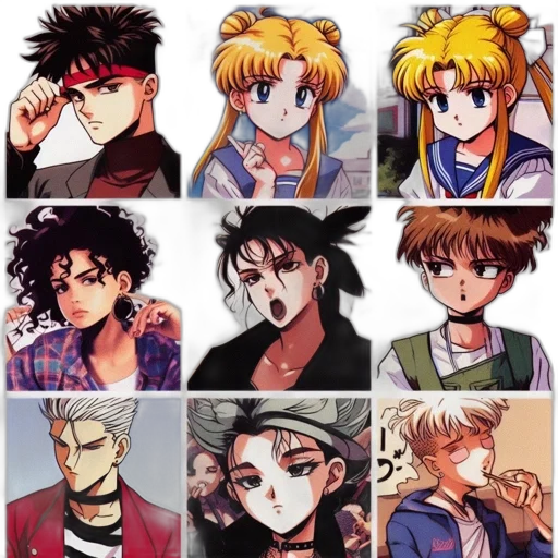 anime, pixel art, vaporwave, comic book art transparent PNG cut-out