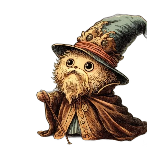 staff, hat, creature, animal transparent PNG cut-out