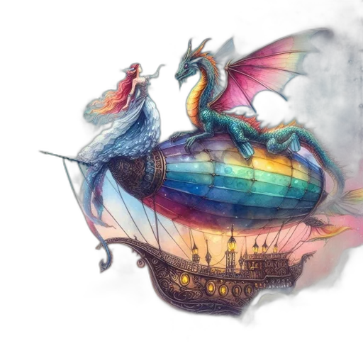 dragon, fantasy art, concept art, watercolor transparent PNG cut-out