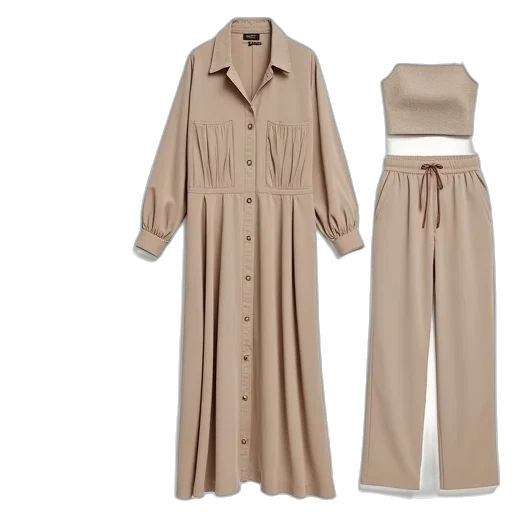dress, jacket, earth tones, monochrome transparent PNG cut-out