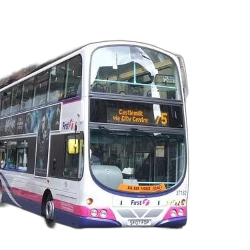 photorealistic, 3d render, city street, double-decker transparent PNG cut-out
