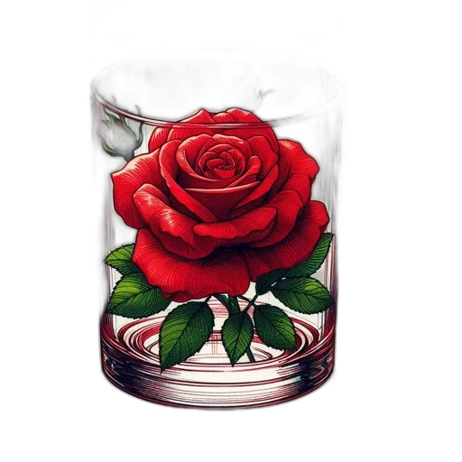 bottle, flower, photorealistic, 3d render transparent PNG cut-out