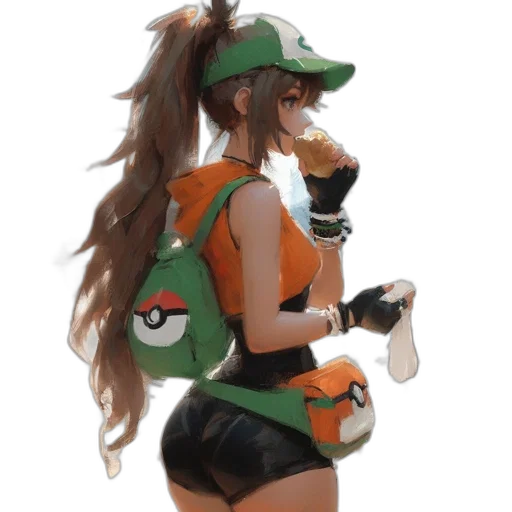 dress, hat, staff, weapon transparent PNG cut-out
