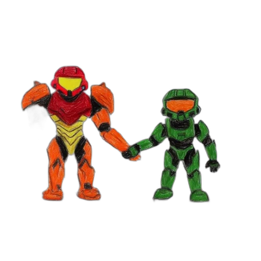 3d render, concept art, pixel art, two transparent PNG cut-out