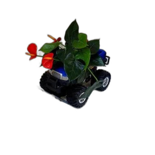 car, flower, robot, 3d render transparent PNG cut-out