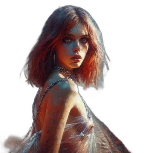 dress, face, fantasy art, photorealistic transparent PNG cut-out