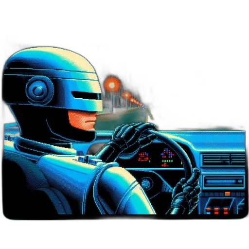 car, robot, concept art, vaporwave transparent PNG cut-out