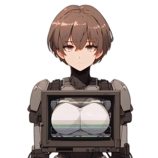 robot, dress, weapon, face transparent PNG cut-out