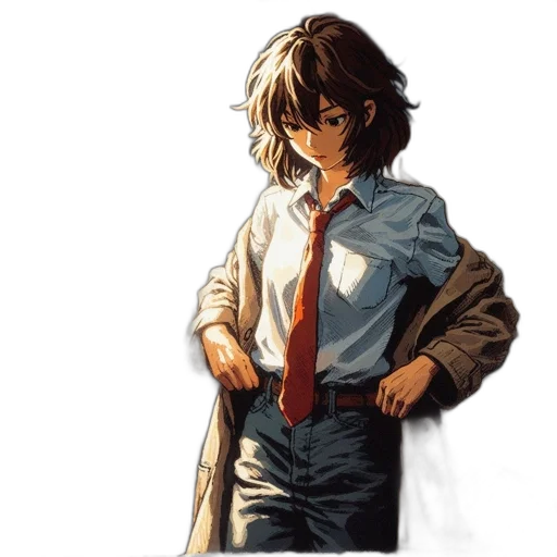 jacket, staff, weapon, face transparent PNG cut-out