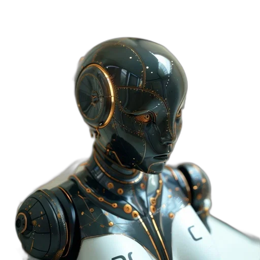 robot, face, staff, 3d render transparent PNG cut-out