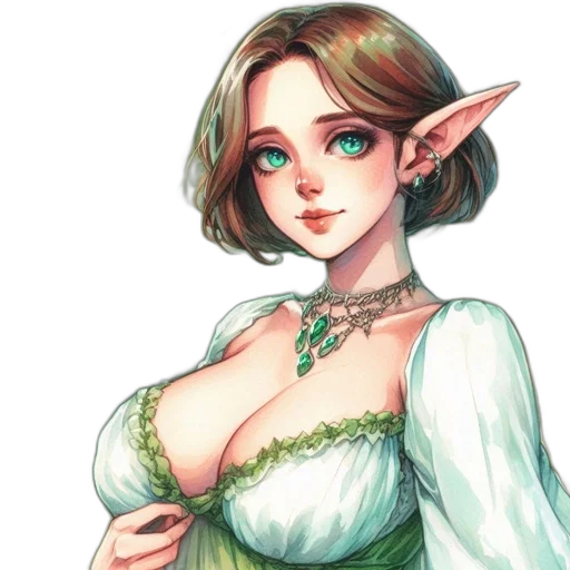 dress, staff, fantasy art, watercolor transparent PNG cut-out