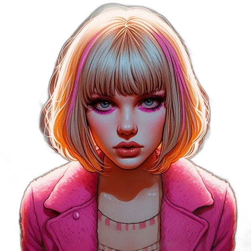 jacket, face, hair, comic book art transparent PNG cut-out
