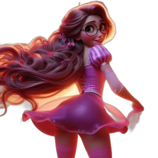 dress, hair, concept art, 3d render transparent PNG cut-out