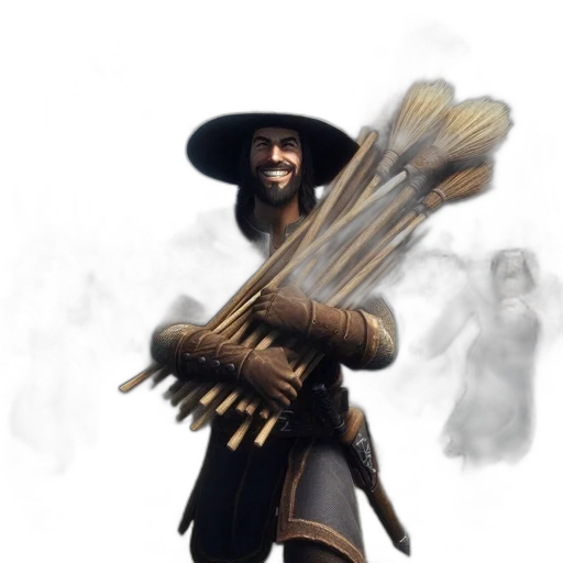staff, sword, weapon, hat transparent PNG cut-out