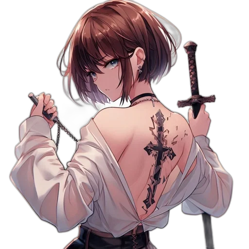 staff, sword, weapon, jacket transparent PNG cut-out