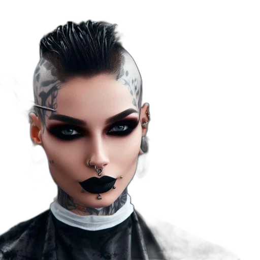 face, hair, cyberpunk, photorealistic transparent PNG cut-out