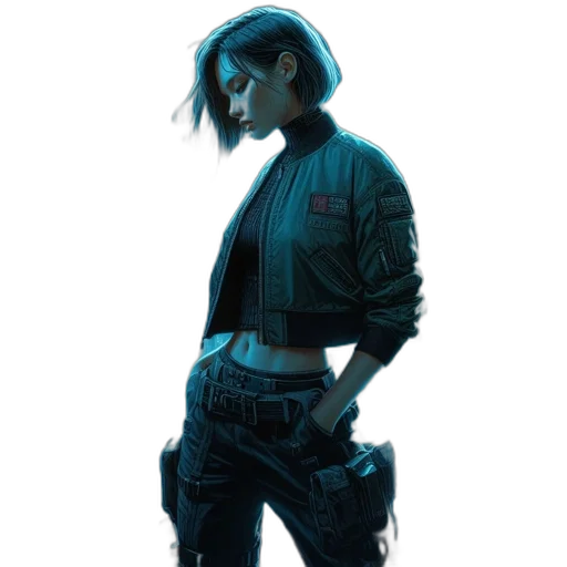 jacket, robot, weapon, cyberpunk transparent PNG cut-out