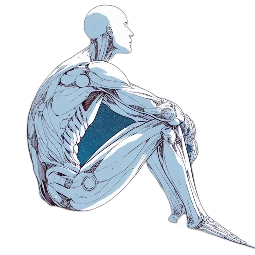 robot, concept art, comic book art, blue transparent PNG cut-out