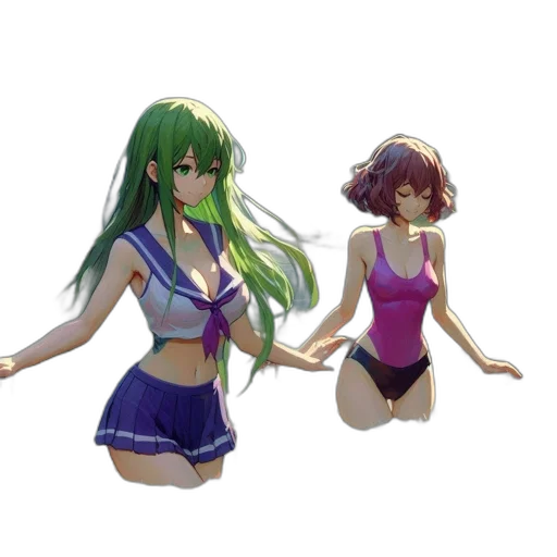 concept art, 3d render, vaporwave, anime transparent PNG cut-out
