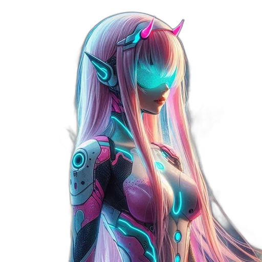 robot, dress, hair, mask transparent PNG cut-out