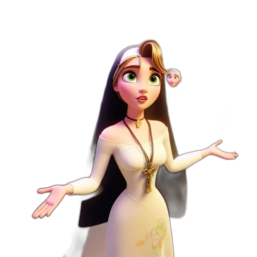 dress, jewelry, crown, staff transparent PNG cut-out