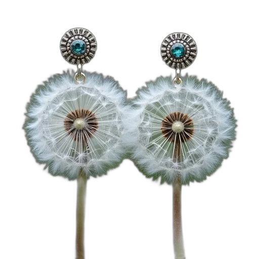jewelry, flower, pair, dandelion transparent PNG cut-out