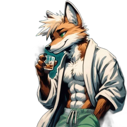 jacket, staff, animal, vaporwave transparent PNG cut-out