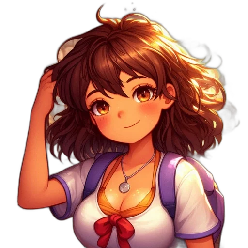 staff, dress, face, hair transparent PNG cut-out